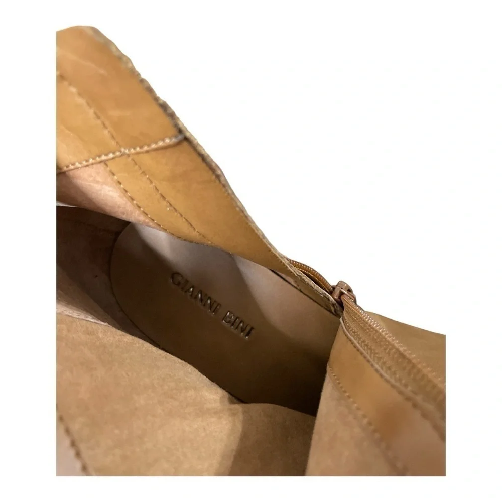 Gianni Bini wedge brown leather strappy wedge boots Size 12M